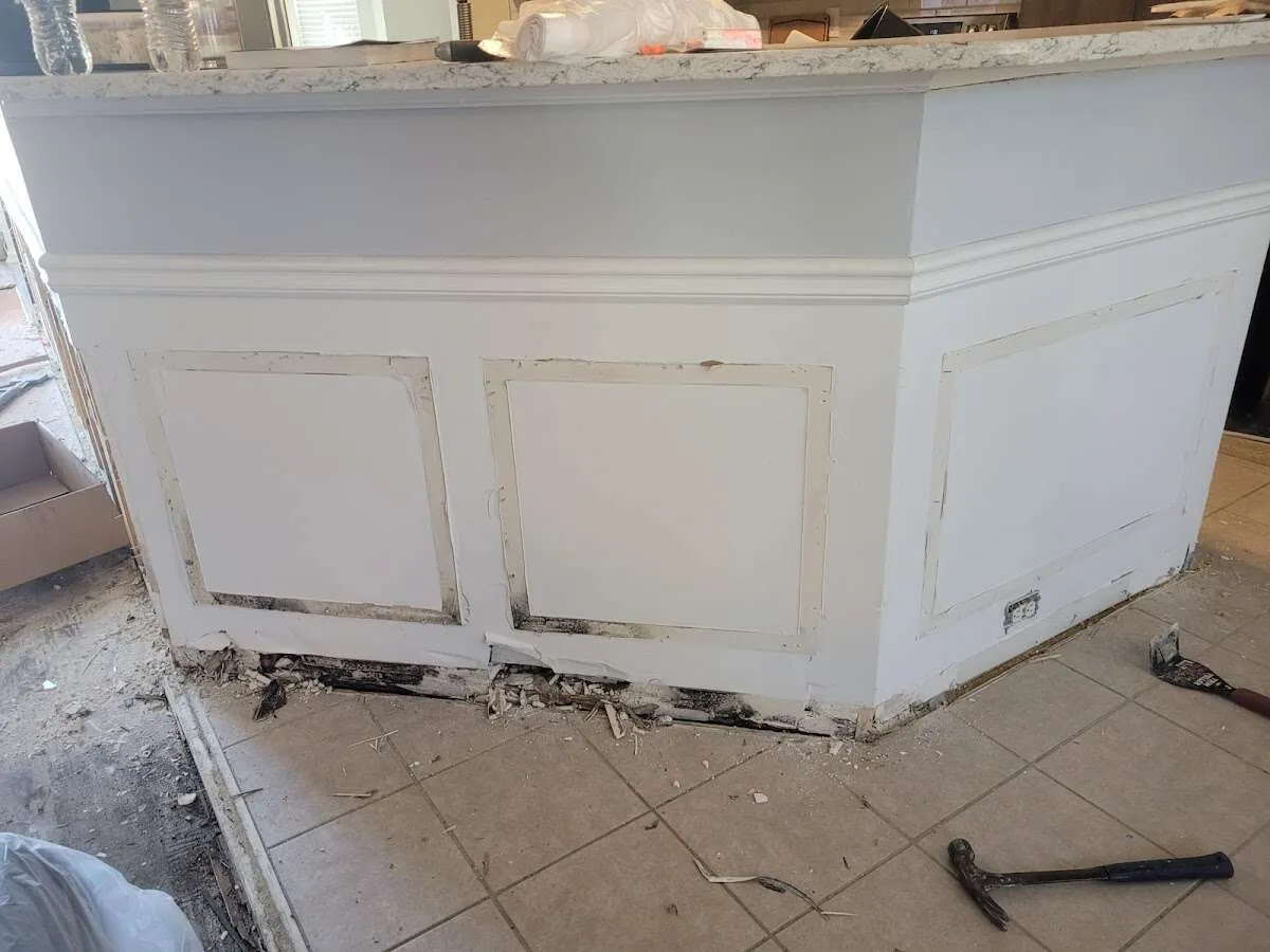 Water damage and mold on kitchen during Storm Damage Restoration in Fellsmere